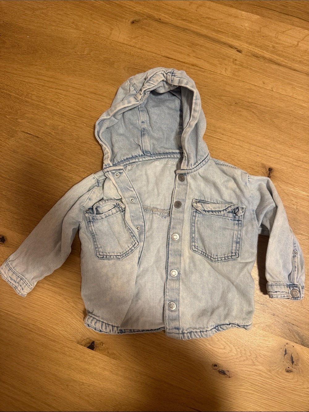 Zara bay Light Wash Denim Hooded Jacket - Blue